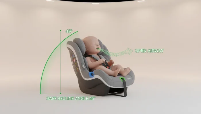 เด็กชอบสำลักนั่งคาร์ซีท : ปรับท่านั่งและมุมเอนที่ปลอดภัย 3 BabyHillsThailand a clean educational 3d render of an infant car sea 13567